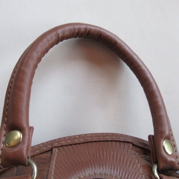 MODA Brand Women Bag Small Crossbody Handles Semicircular Brown Faux Crocodile - Picture 16 of 16